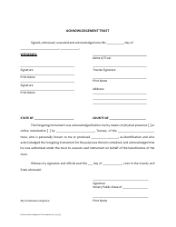 Document preview: Acknowledgement of Trustee - Miami-Dade County, Florida
