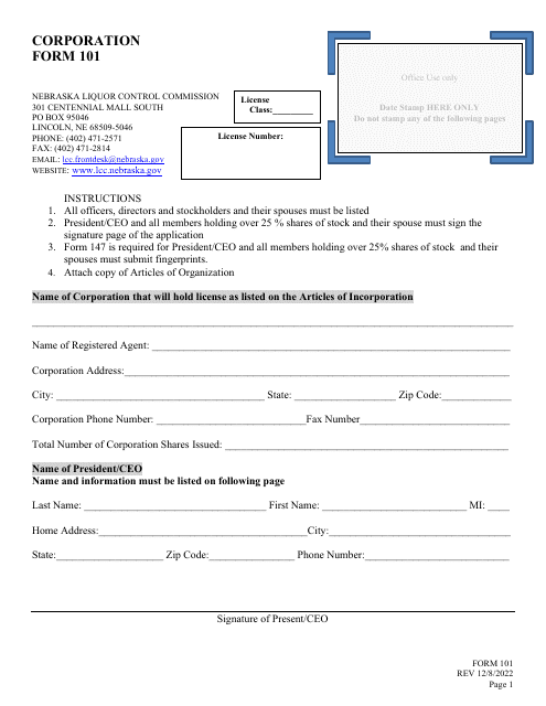 Form 101  Printable Pdf