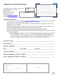 Document preview: Form 110 Addition to Licensed Area - Nebraska