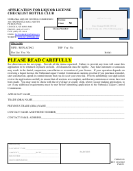 Document preview: Form 108 Application for Liquor License - Bottle Club - Nebraska