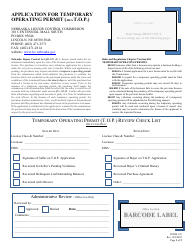 Document preview: Form 125 Application for Temporary Operating Permit (Aka T.o.p.) - Nebraska