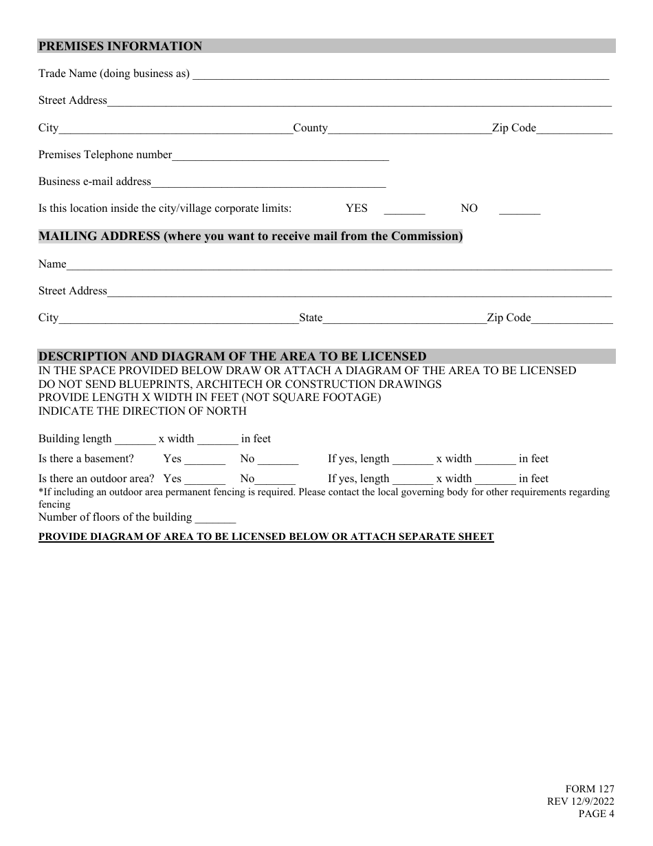 Form 127 Application for Liquor License - Brewery (Brew Pub) - Nebraska, Page 4