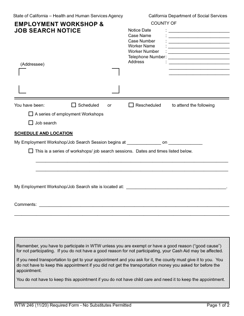 Form WTW246  Printable Pdf