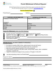 Document preview: Permit Withdrawal & Refund Request - Lee County, Florida