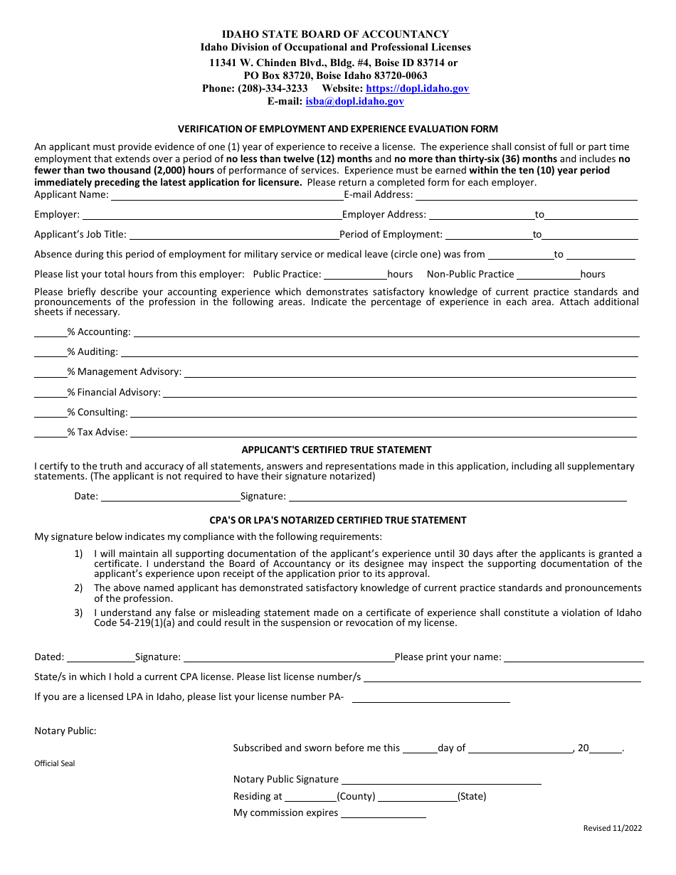 Idaho Cpa License By Reciprocity Application Fill Out Sign Online And Download Pdf 4161