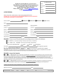 Document preview: License Renewal Application - Idaho