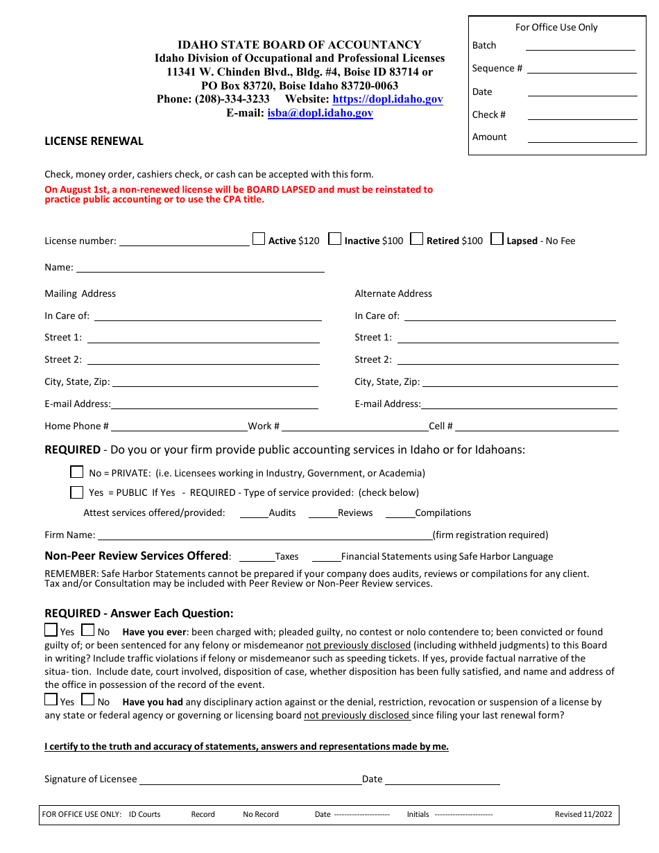Idaho License Renewal Application Fill Out Sign Online And Download idaho-license-renewal-application-fill-out-sign-online-and-download