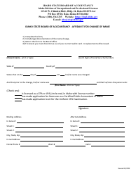 Document preview: Affidavit for Change of Name - Idaho