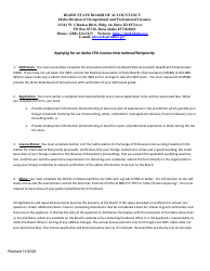 Application for CPA License - International Reciprocity - Idaho, Page 2