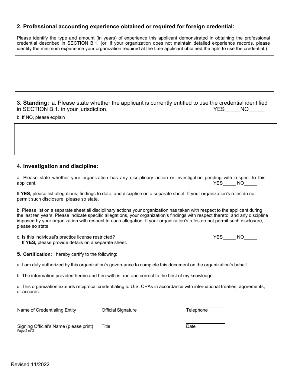Application for CPA License - International Reciprocity - Idaho, Page 6