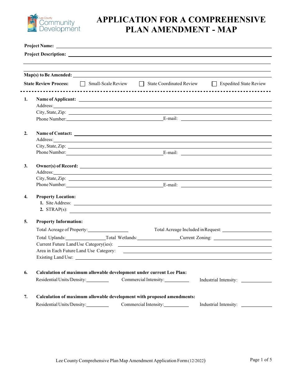 Application for a Comprehensive Plan Amendment - Map - Lee County, Florida, Page 1