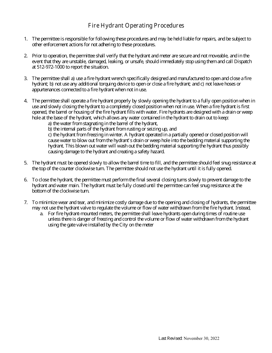 City of Austin, Texas Hydrant Mounted Water Meter Permit Fill Out