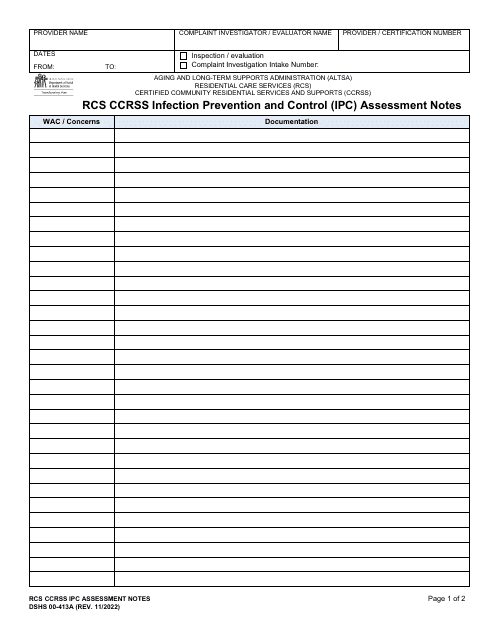 DSHS Form 00-413A  Printable Pdf