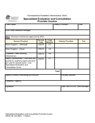 Document preview: DSHS Form 06-159 Specialized Evaluation and Consultation Provider Invoice - Washington
