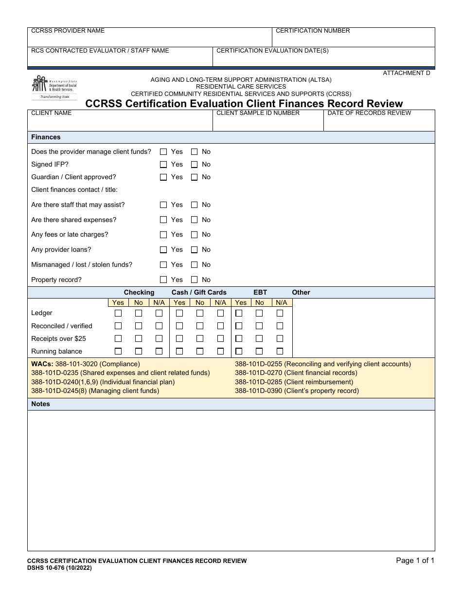 DSHS Form 10676 Attachment D Fill Out, Sign Online and Download