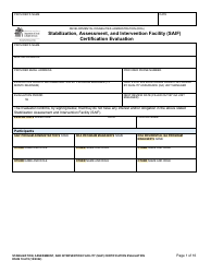 DSHS Form 10-678 Stabilization, Assessment, and Intervention Facility (Saif) Certification Evaluation - Washington