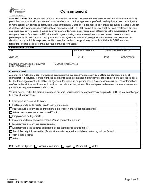 DSHS Forme 14-012  Printable Pdf