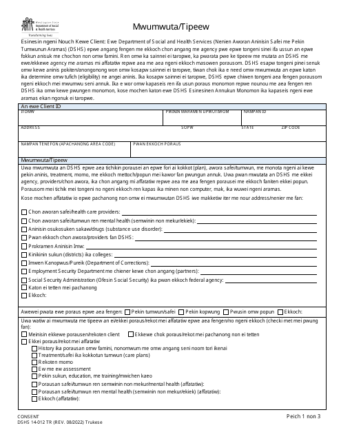 DSHS Form 14-012  Printable Pdf