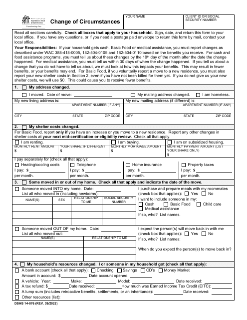 DSHS Form 14-076  Printable Pdf