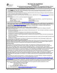 DSHS Formulario 14-078 Revision De Elegibilidad - Washington (Spanish)