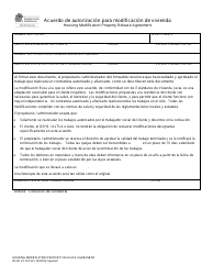 Document preview: DSHS Formulario 27-147 Acuerdo De Autorizacion Para Modificacion De Vivienda - Washington (Spanish)