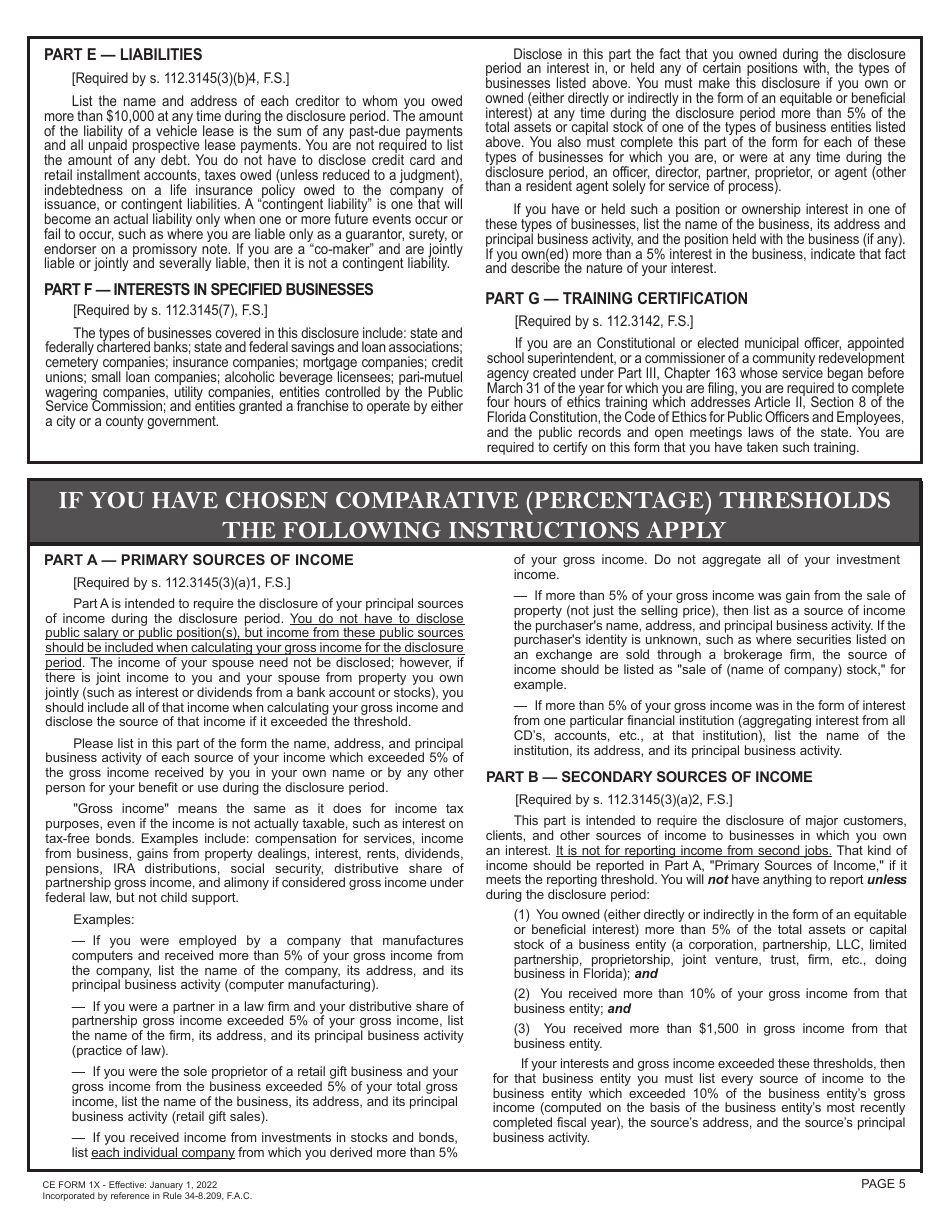 CE Form 1X Amendment to Statement of Financial Interests - Florida, Page 5