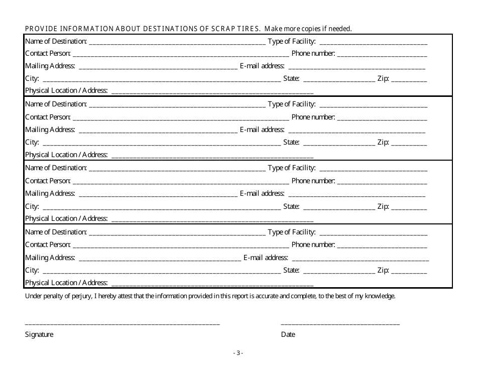 Annual Report Form - Scrap Tire Hauler - New Mexico, Page 3