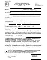 Document preview: Private Fish Hatchery License Application - Wyoming