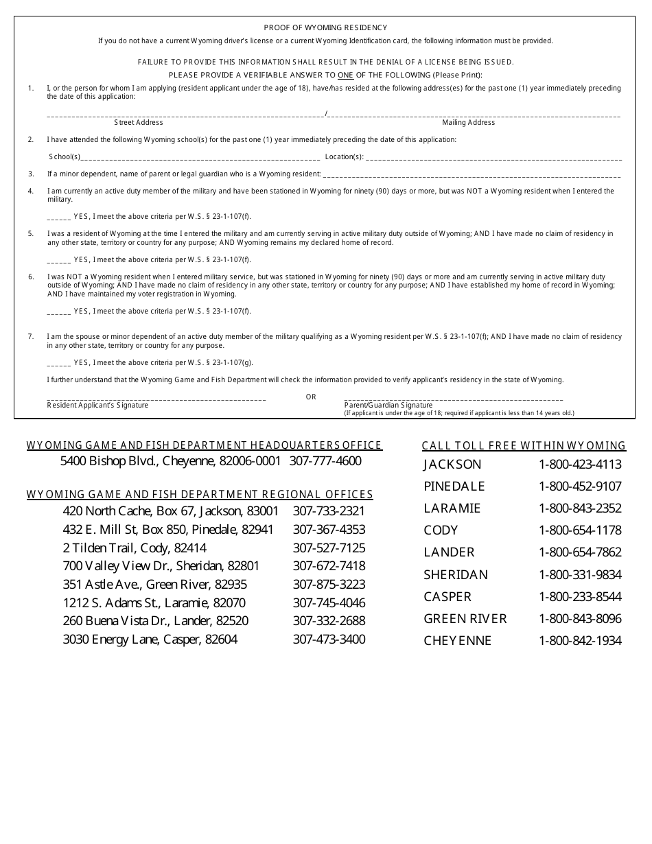 Resident License to Capture Furbearing Animals for Domestication Application - Wyoming, Page 2