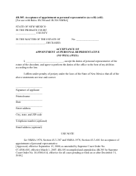 Document preview: Form 4B-305 Acceptance of Appointment as Personal Representative (No Will) (Will) - New Mexico