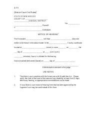 Document preview: Form 4-111 Notice of Hearing - New Mexico