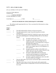 Form 10-713 Advice of Rights by Judge (Delinquent Offender) - New Mexico