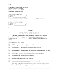 Document preview: Form 9-211 Affidavit for Bench Warrant - New Mexico
