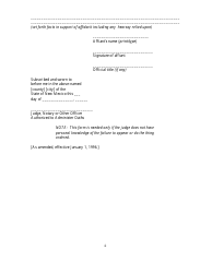 Form 9-211 Affidavit for Bench Warrant - New Mexico, Page 2