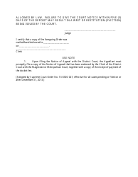 Form 4-913A Order Setting Escrow Deposit/Appeal Bond - New Mexico, Page 2