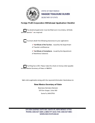 Document preview: Foreign Profit Corporation Application for Certificate of Withdrawal - New Mexico