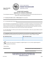 Foreign Profit Corporation Application for Certificate of Withdrawal - New Mexico, Page 2