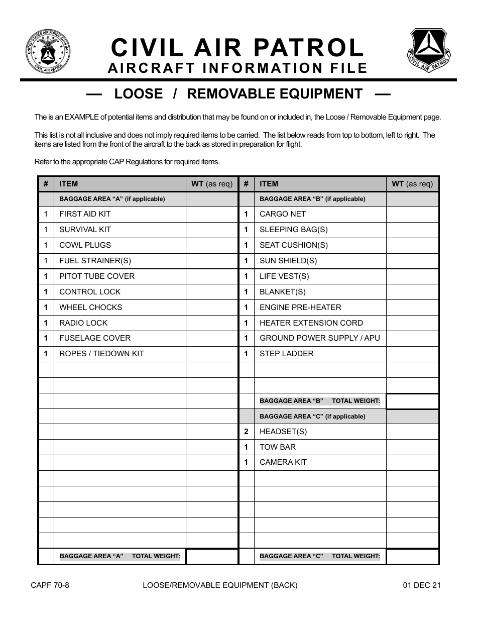 CAP Form 70-8 Aif Content, Page 12