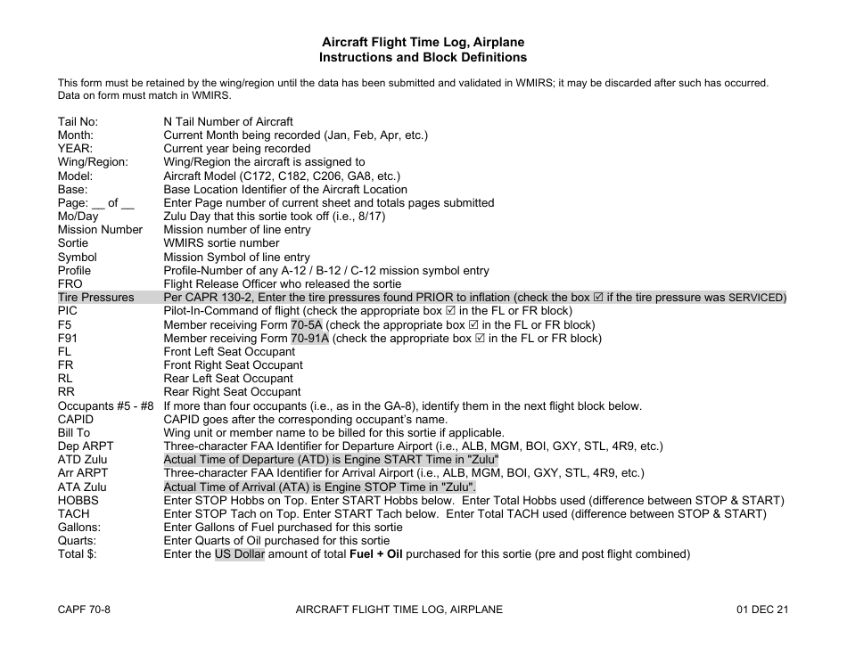 CAP Form 70-8 Aif Content, Page 6