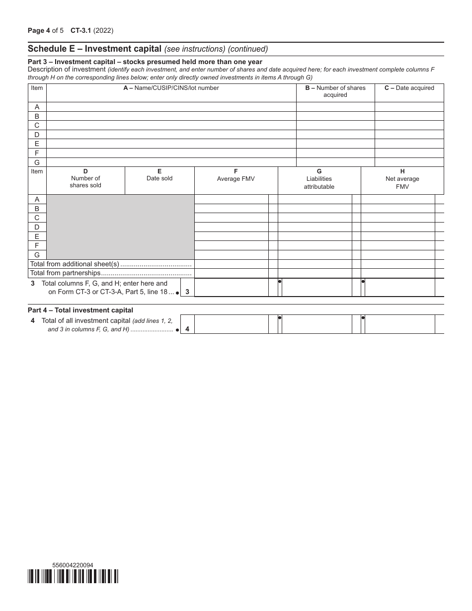 Form CT-3.1 Investment and Other Exempt Income and Investment Capital - New York, Page 4