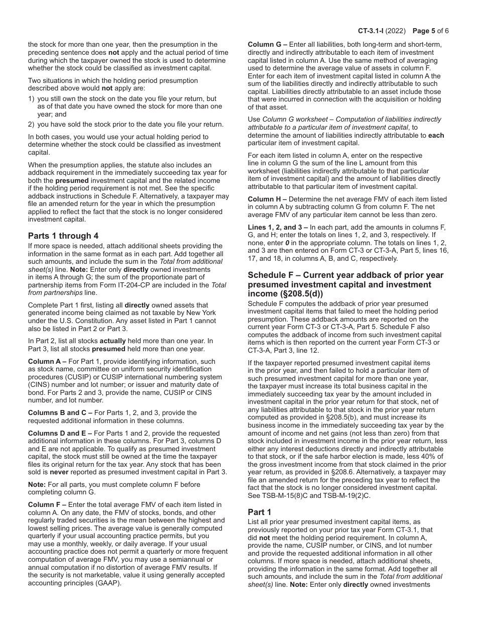 Form CT-3.1 Investment and Other Exempt Income and Investment Capital - New York, Page 5