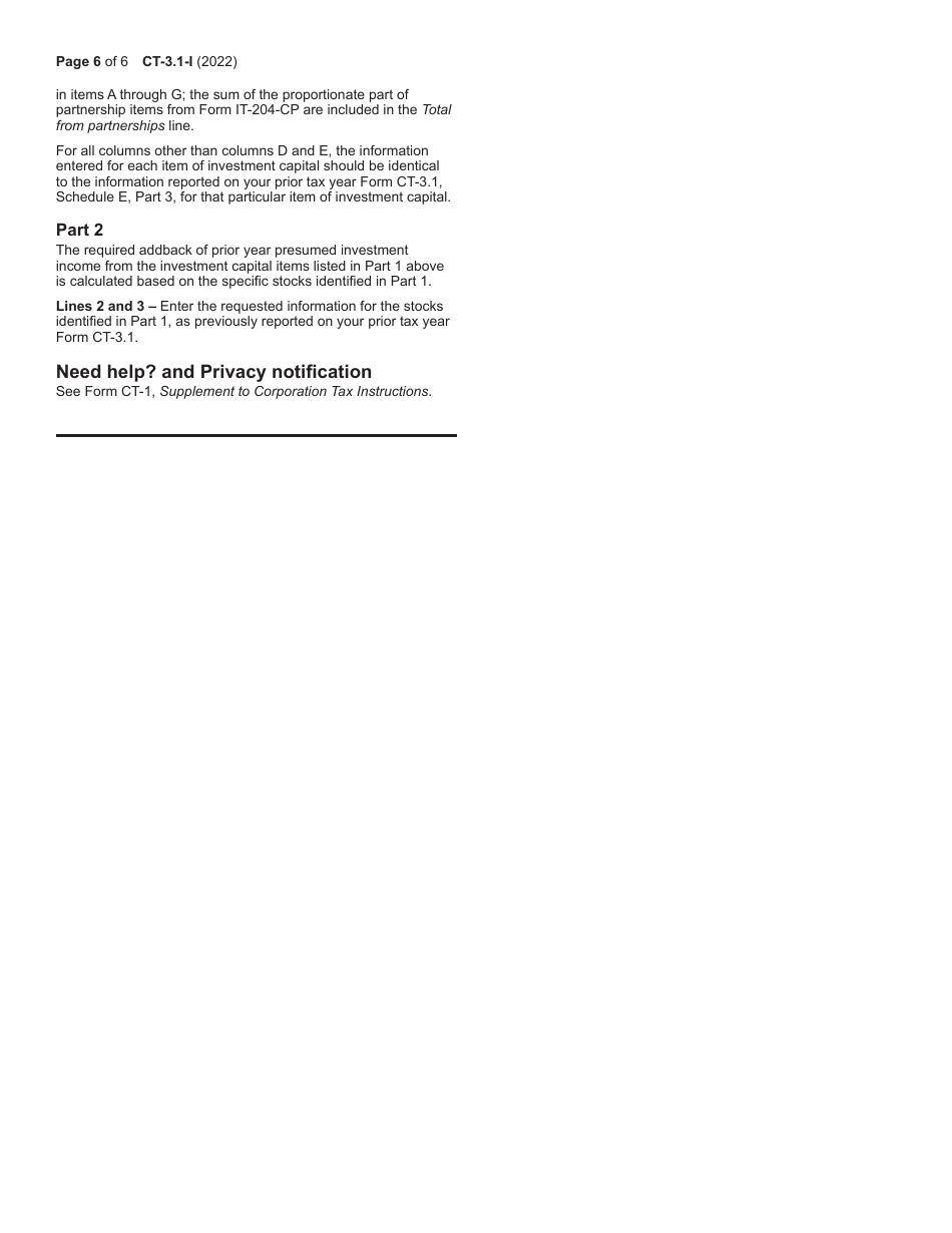 Form CT-3.1 Investment and Other Exempt Income and Investment Capital - New York, Page 6