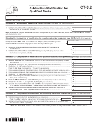 Form CT-3.2 Subtraction Modification for Qualified Banks - New York