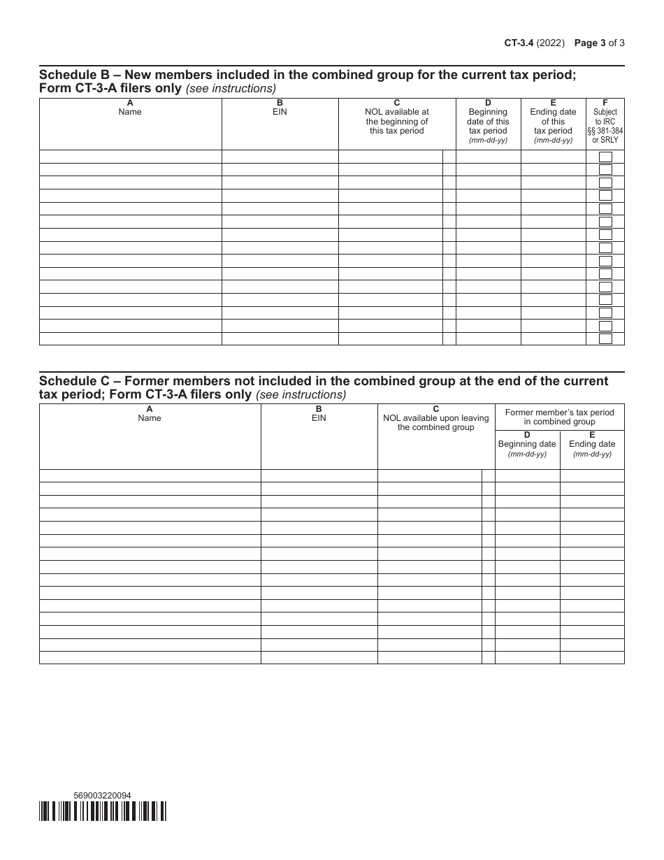 Form CT-3.4 Net Operating Loss Deduction (Nold) - New York, Page 3