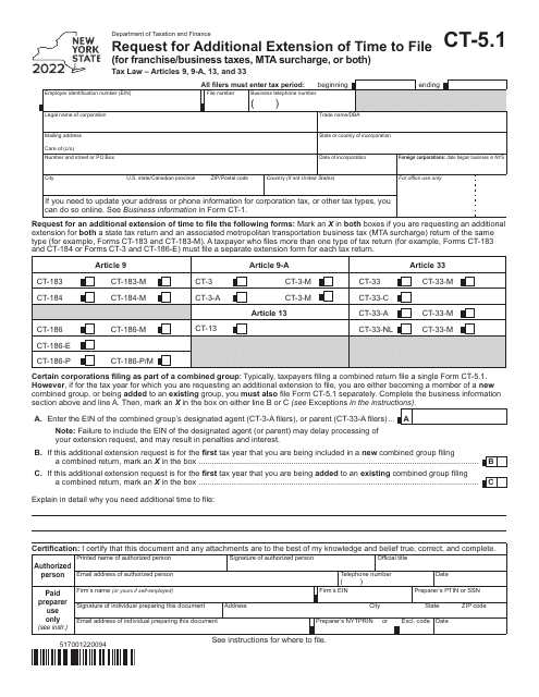 Form CT-5.1 2022 Printable Pdf