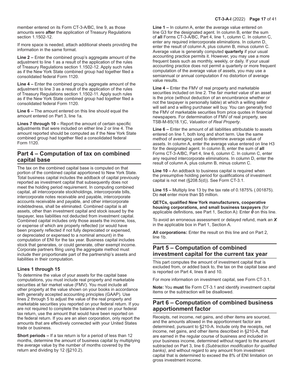 Download instructions for form ct 3 a general business corporation