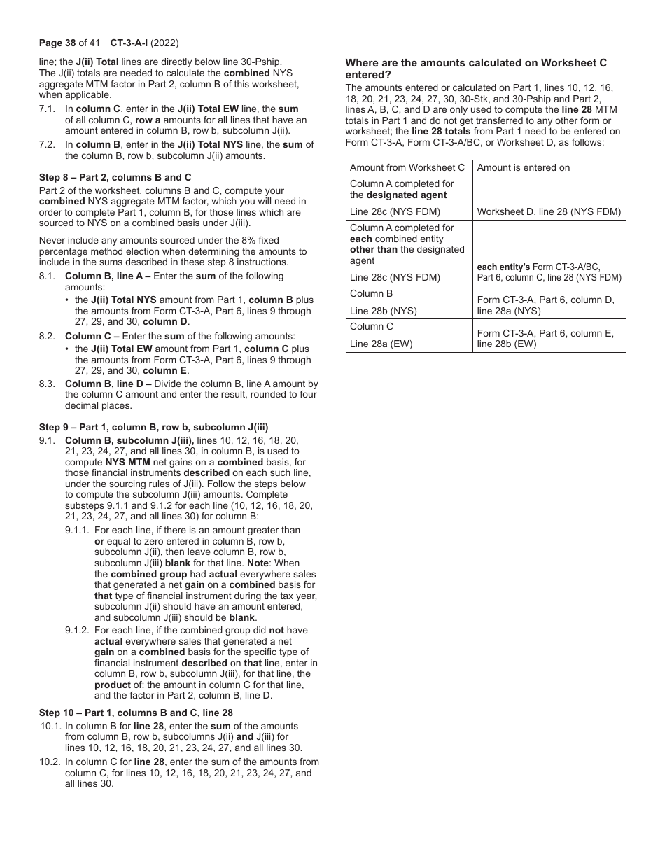 Instructions for Form CT-3-A General Business Corporation Combined Franchise Tax Return - New York, Page 38