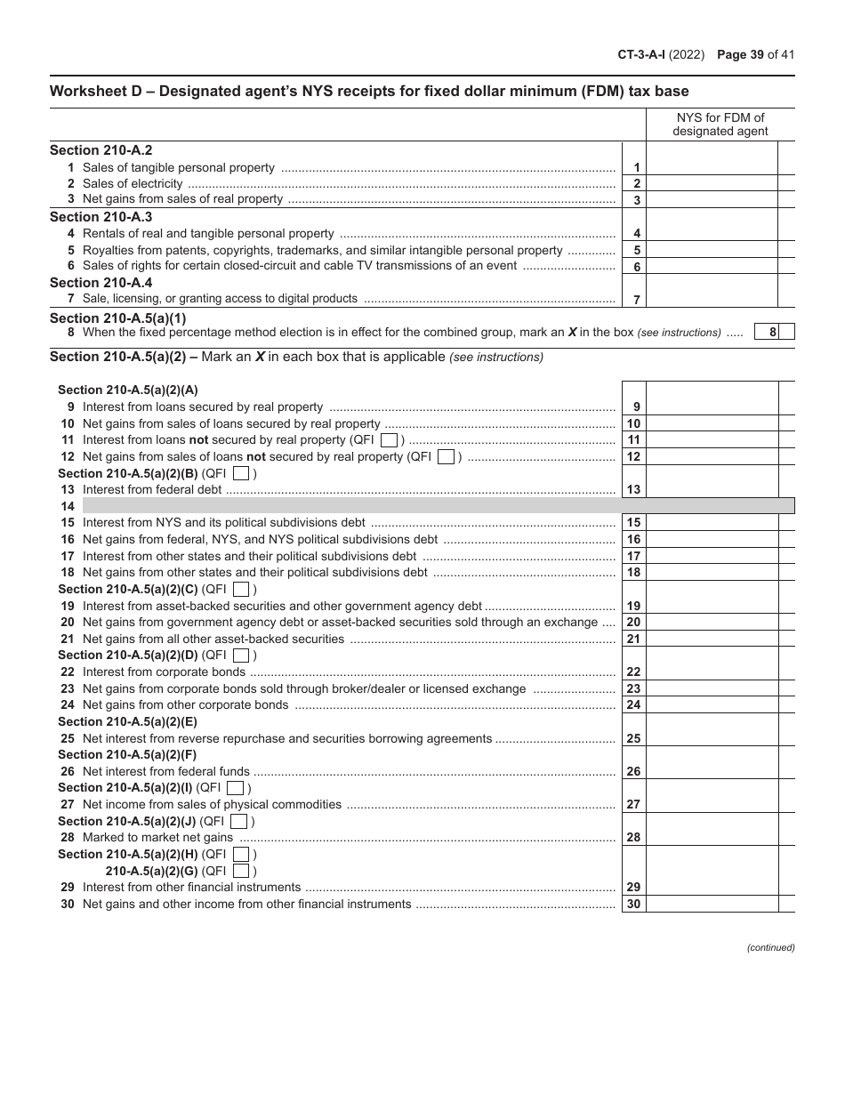 Instructions for Form CT-3-A General Business Corporation Combined Franchise Tax Return - New York, Page 39