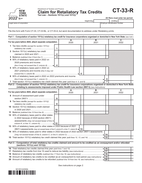 Form CT-33-R 2022 Printable Pdf