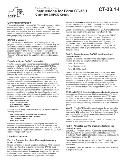 Form CT-33.1 2022 Printable Pdf